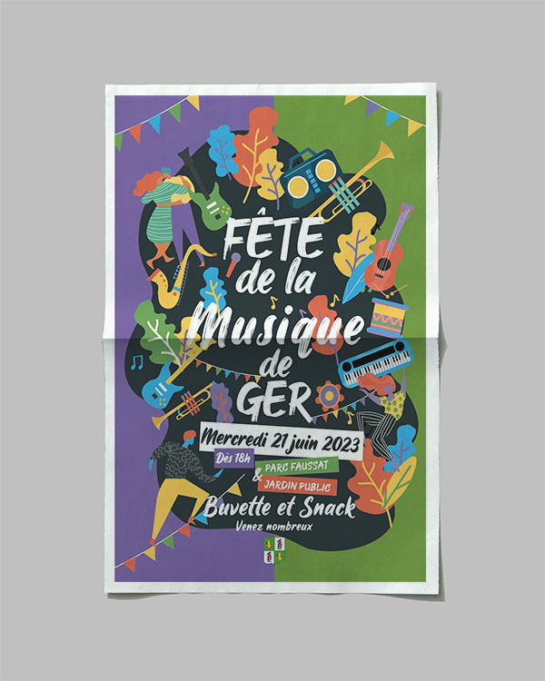 affiche illustrée de la commune de Ger dans les Pyrénées-Atlantiques