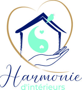 Logo Harmonie d'intérieur avec King yang coeur maison dans la main